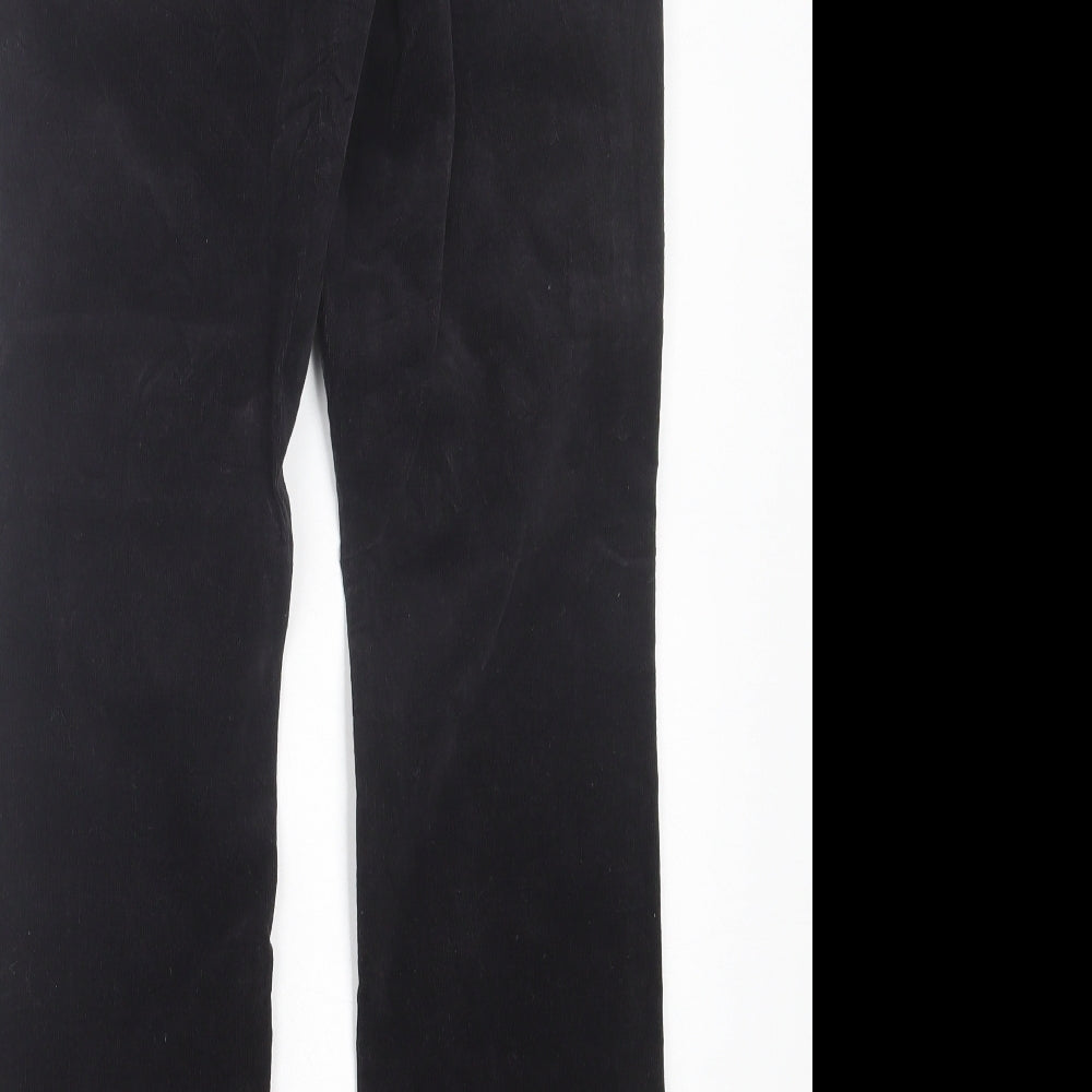 Marks and Spencer Womens Black Cotton Trousers Size 10 L28 in Regular Button