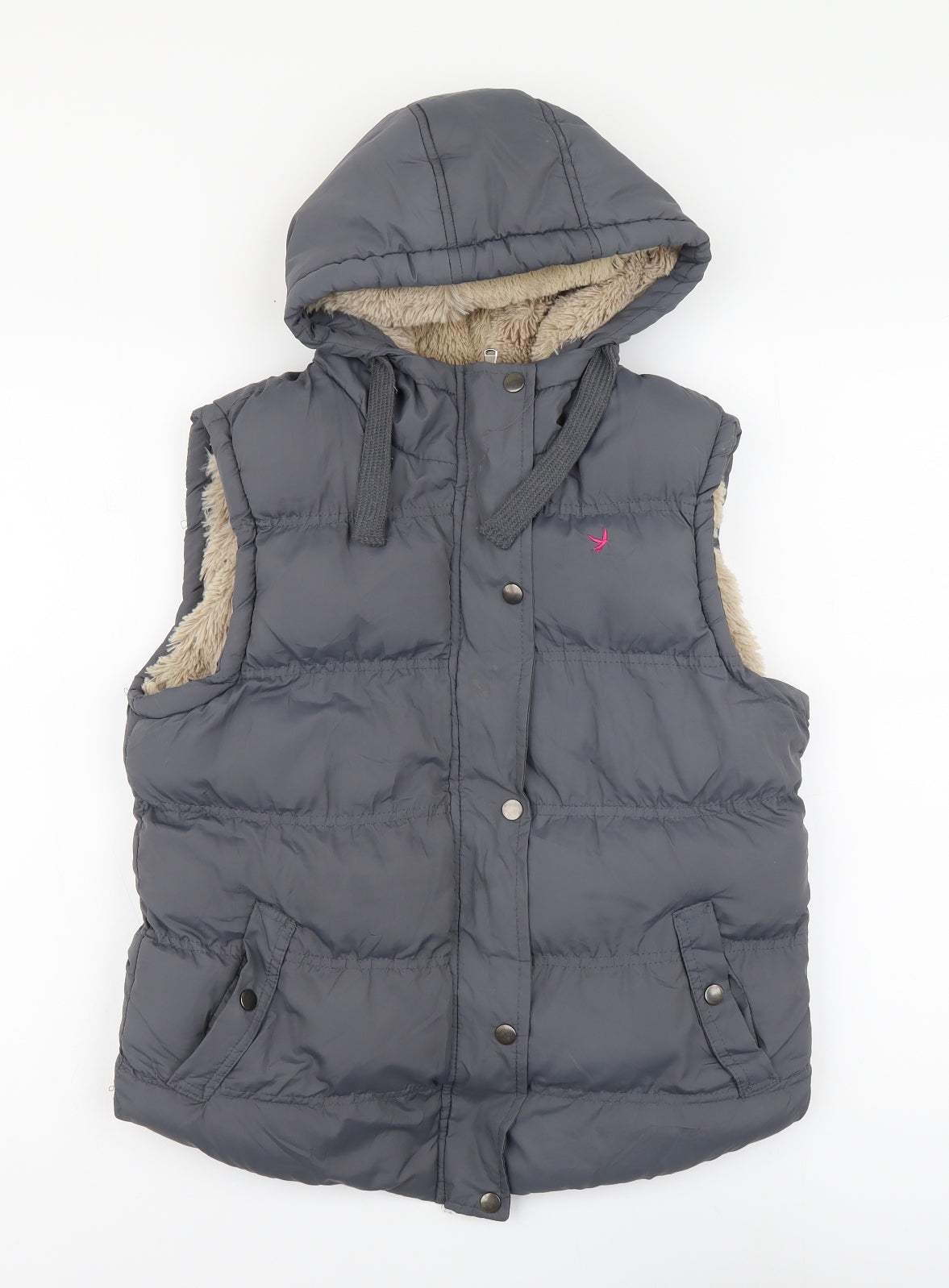 Atmosphere Womens Grey Gilet Coat Size 14 Zip - Faux Fur Lined