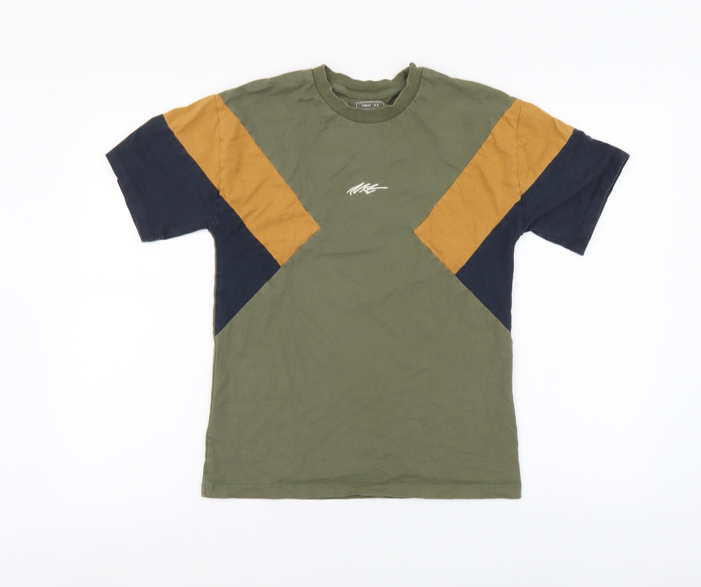 NEXT Boys Green Cotton Basic T-Shirt Size 13 Years Round Neck Pullover