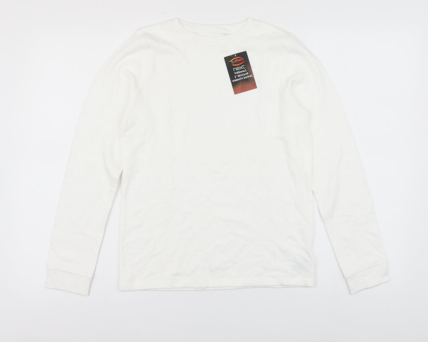 NEXT Boys White Cotton Basic T-Shirt Size 11-12 Years Round Neck Pullover - Thermals 2* Regular Warmth Rating