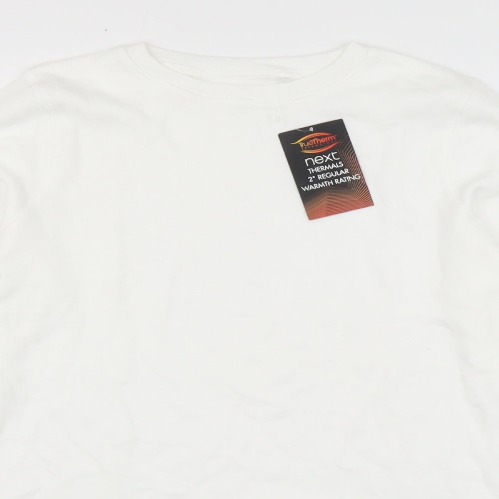 NEXT Boys White Cotton Basic T-Shirt Size 11-12 Years Round Neck Pullover - Thermals 2* Regular Warmth Rating
