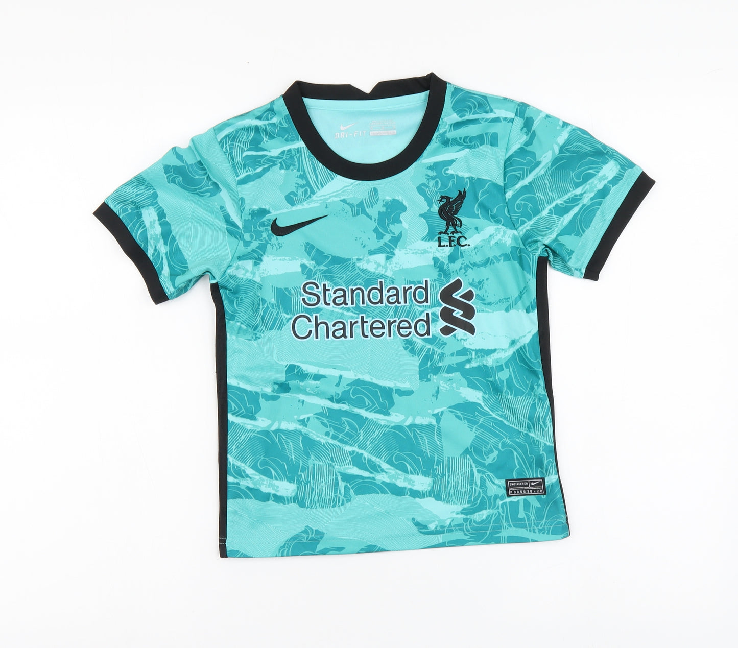 Nike Boys Blue Geometric Polyester Basic T-Shirt Size 5-6 Years Round Neck Pullover - Liverpool FC