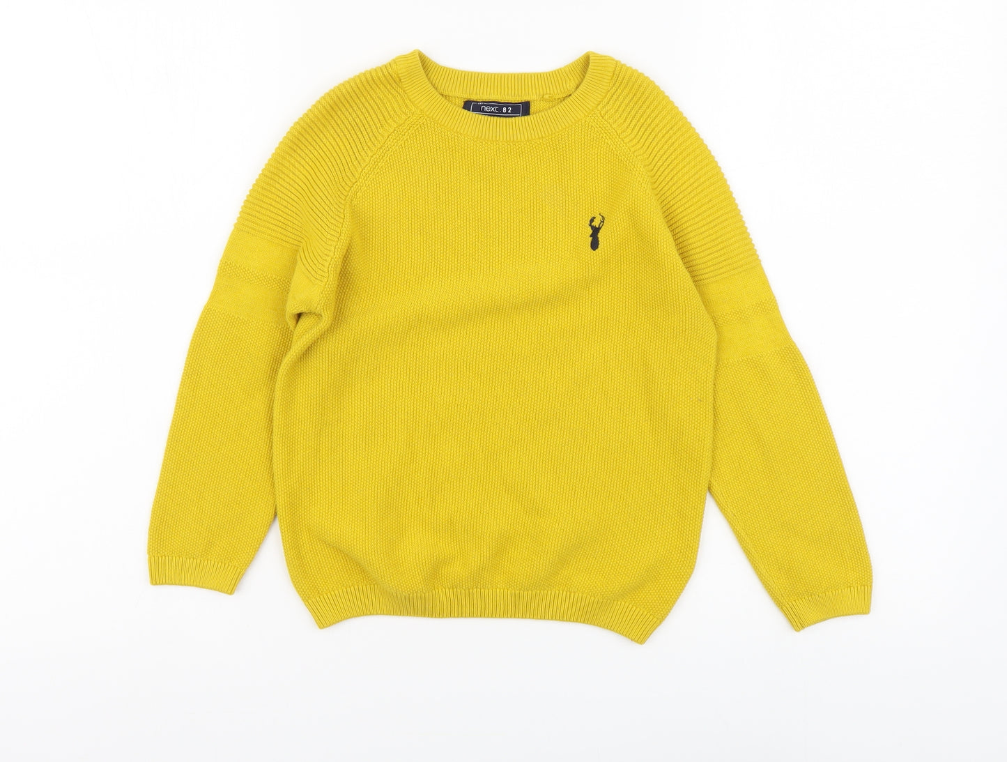 NEXT Boys Yellow Round Neck Cotton Pullover Jumper Size 6 Years Pullover