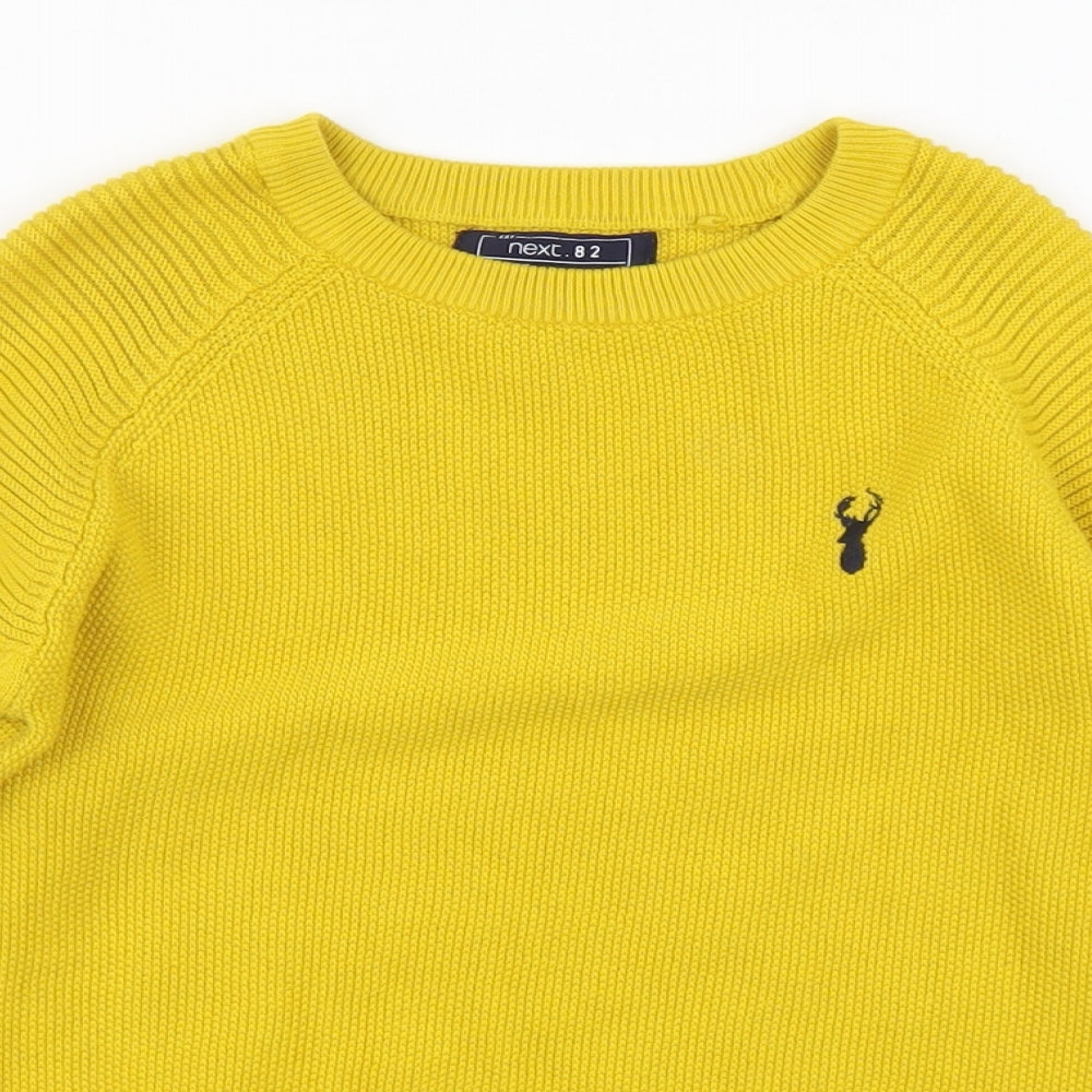 NEXT Boys Yellow Round Neck Cotton Pullover Jumper Size 6 Years Pullover