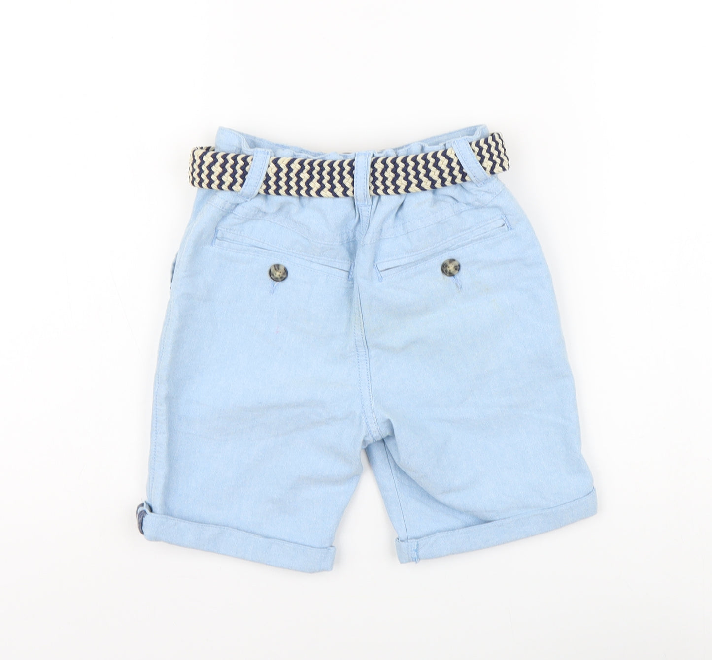 NEXT Boys Blue Cotton Chino Shorts Size 6 Years Regular Buckle