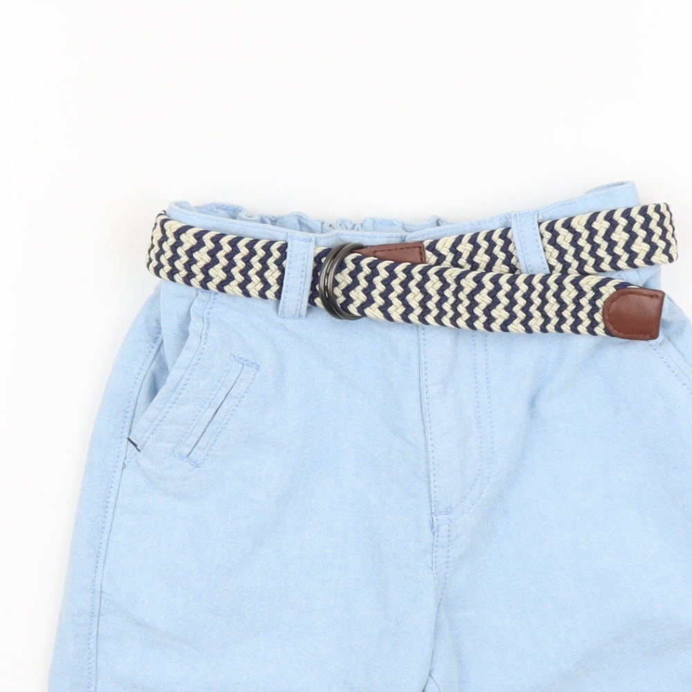NEXT Boys Blue Cotton Chino Shorts Size 6 Years Regular Buckle