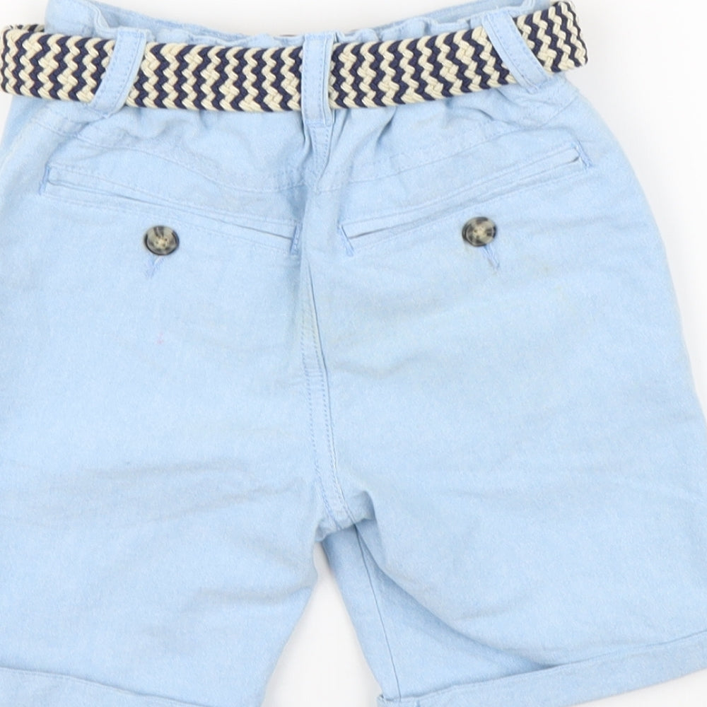 NEXT Boys Blue Cotton Chino Shorts Size 6 Years Regular Buckle