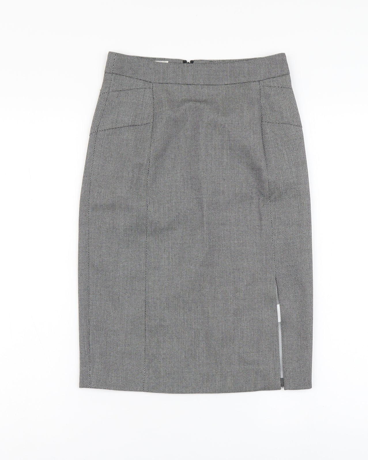 Reiss Womens Grey Polyester Straight & Pencil Skirt Size 4 Zip