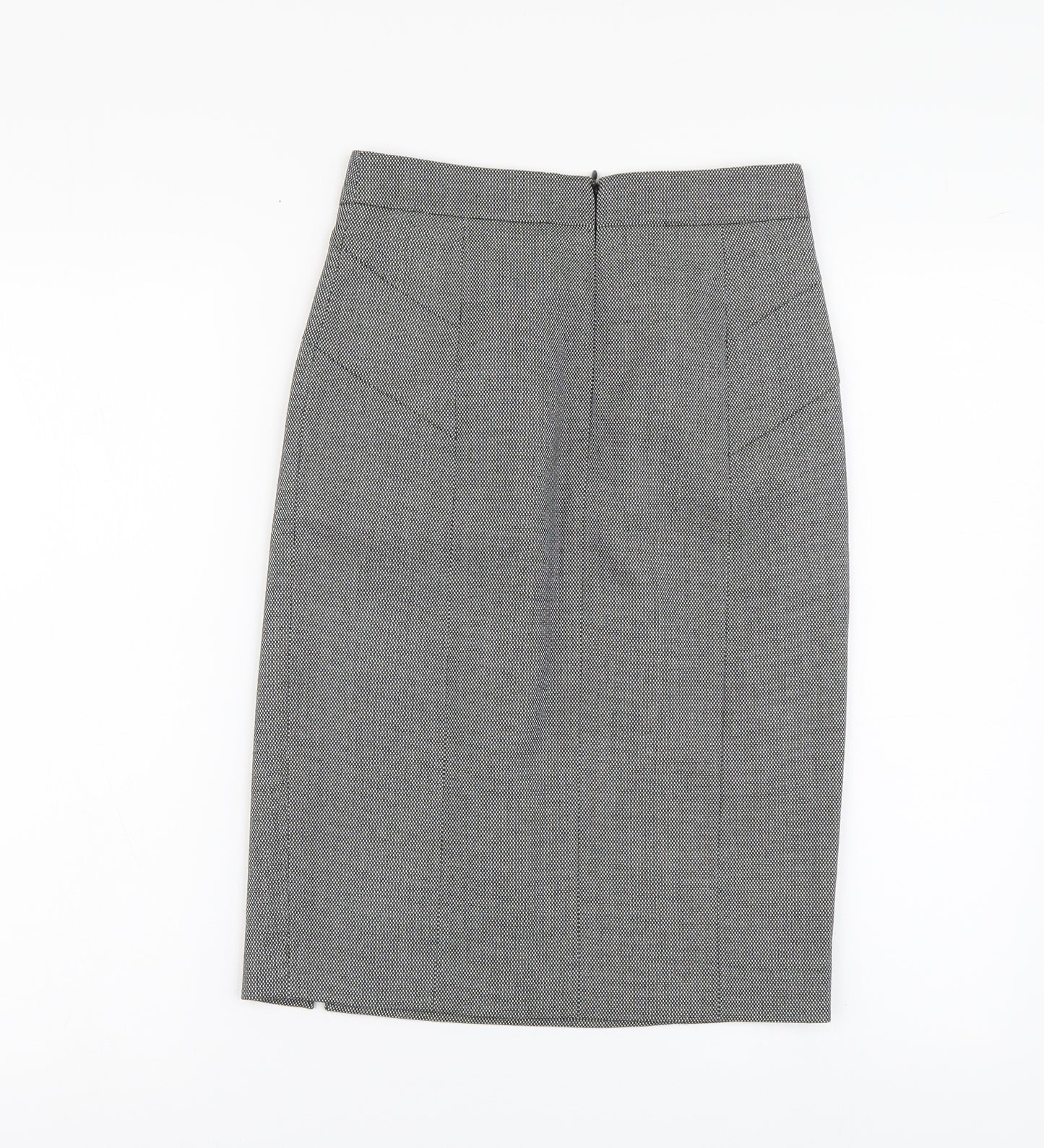 Reiss Womens Grey Polyester Straight & Pencil Skirt Size 4 Zip