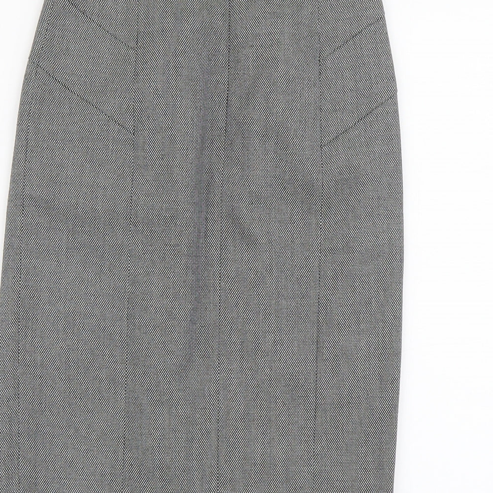 Reiss Womens Grey Polyester Straight & Pencil Skirt Size 4 Zip