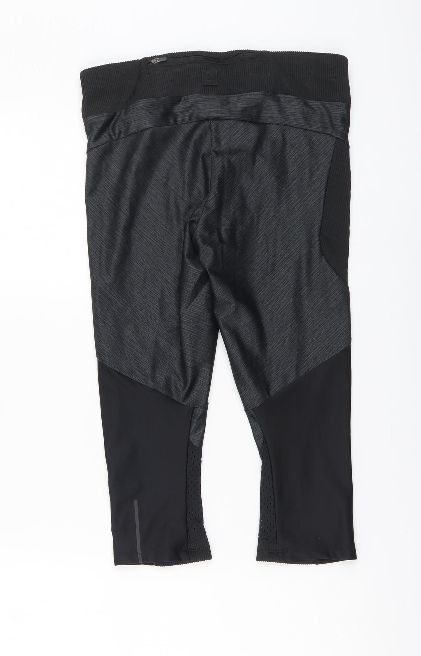 Kalenji Womens Black Polyester Compression Leggings Size L L16 in Regular Button