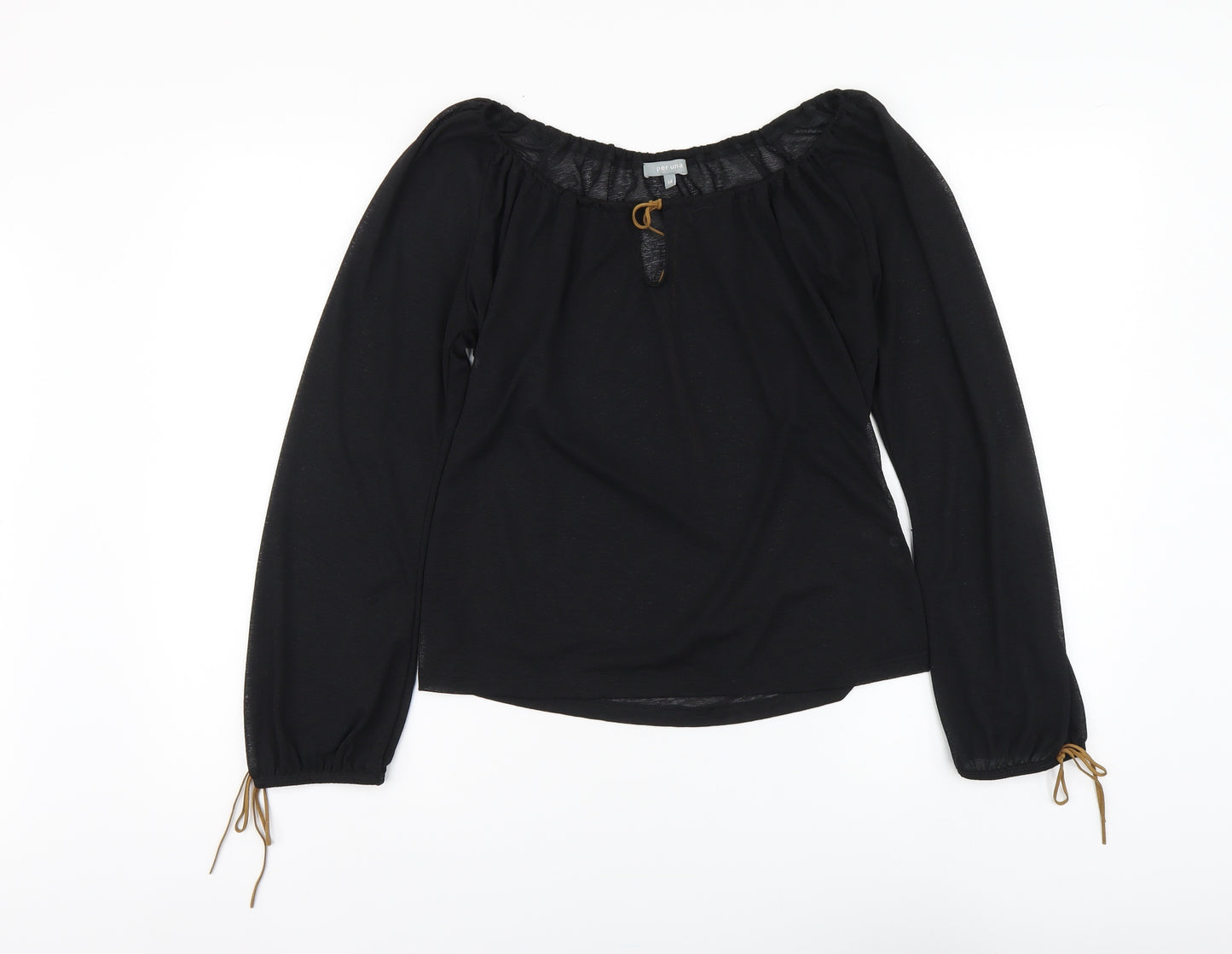 Per Una Womens Black Polyester Basic Blouse Size 14 Boat Neck