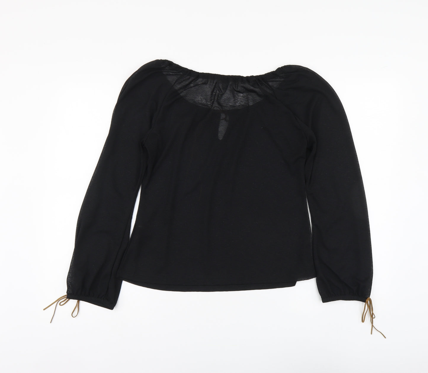 Per Una Womens Black Polyester Basic Blouse Size 14 Boat Neck
