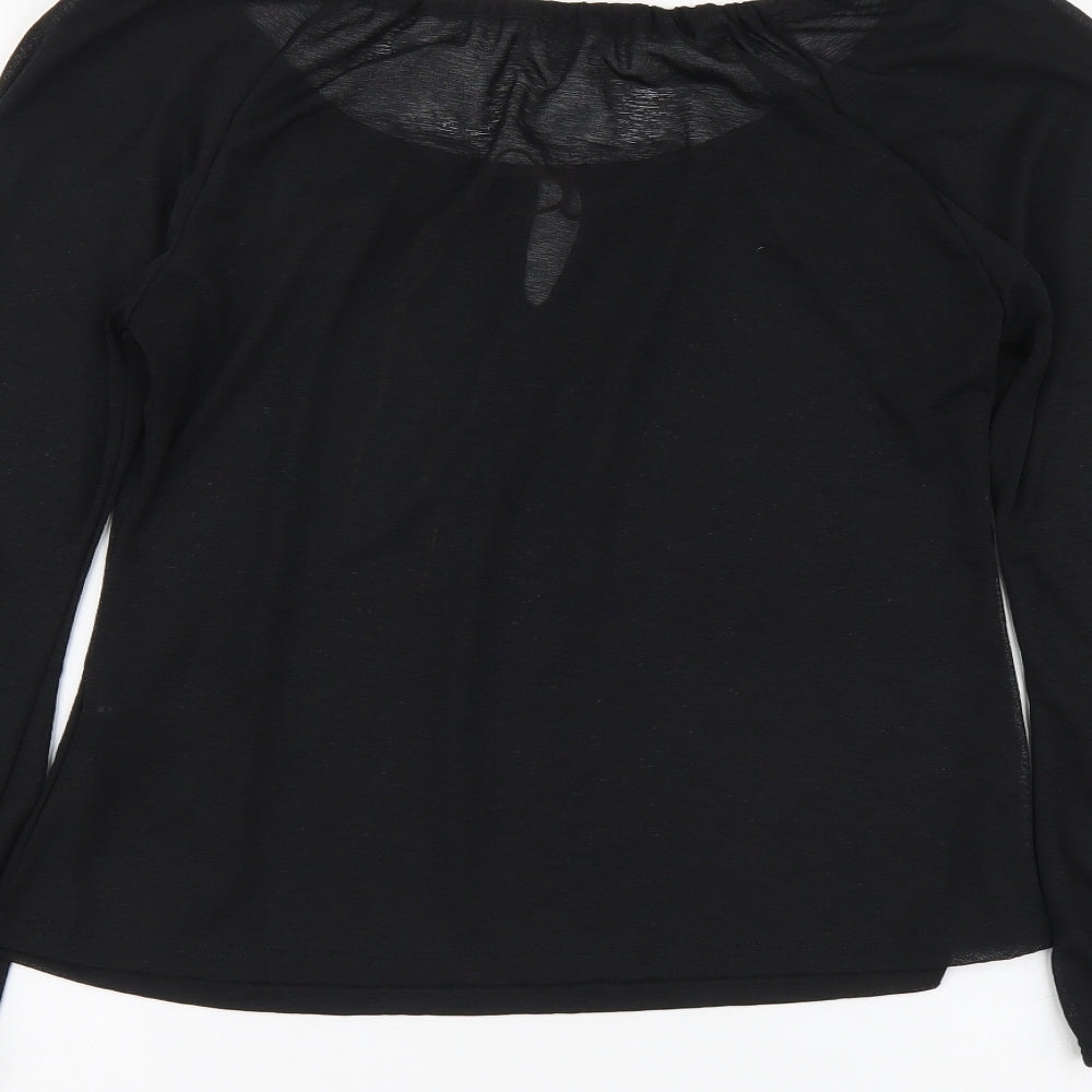 Per Una Womens Black Polyester Basic Blouse Size 14 Boat Neck