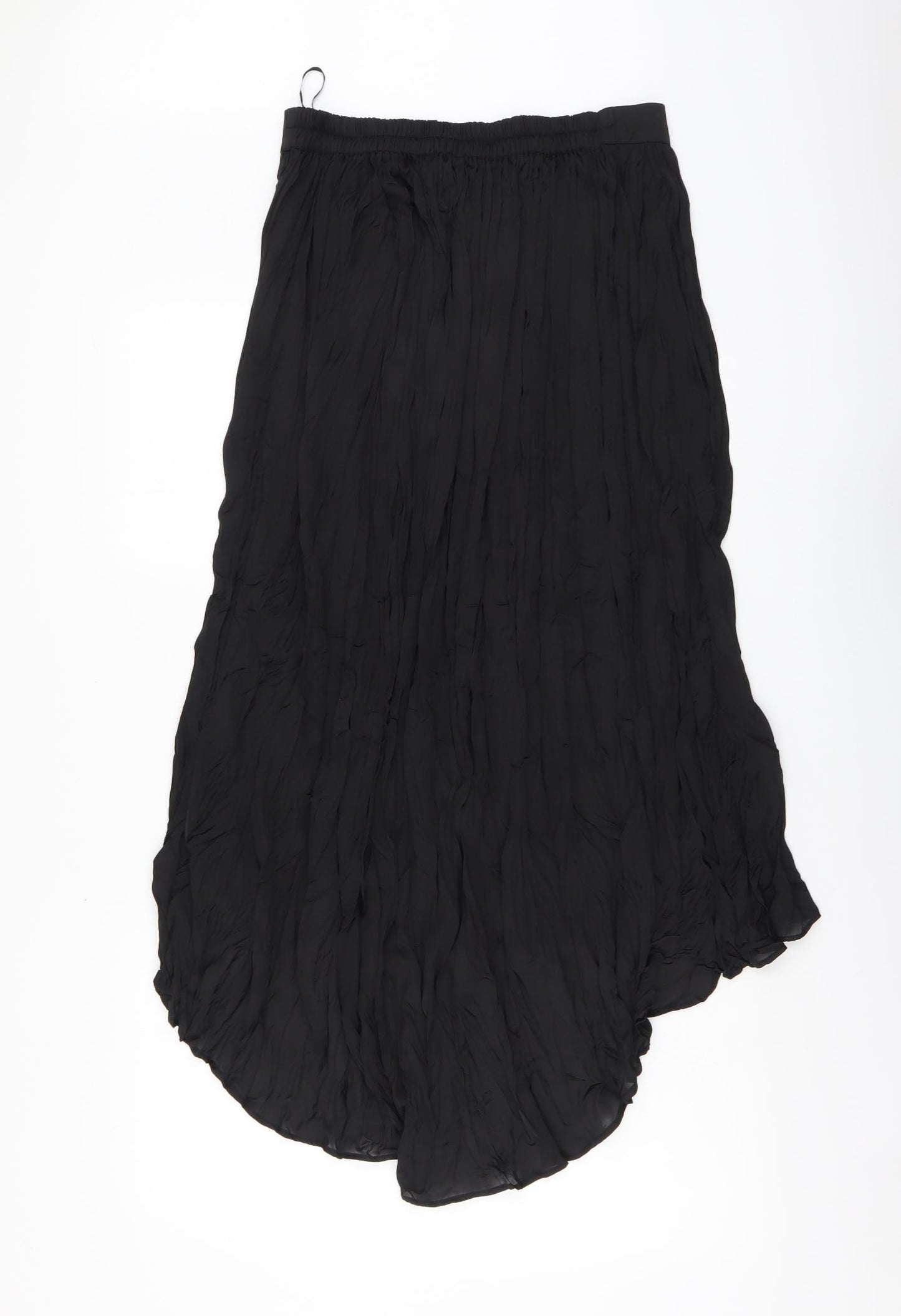 Marks and Spencer Womens Black Polyester A-Line Skirt Size M Button - Dipped hem