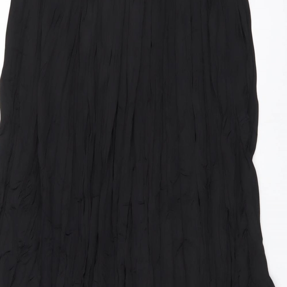 Marks and Spencer Womens Black Polyester A-Line Skirt Size M Button - Dipped hem