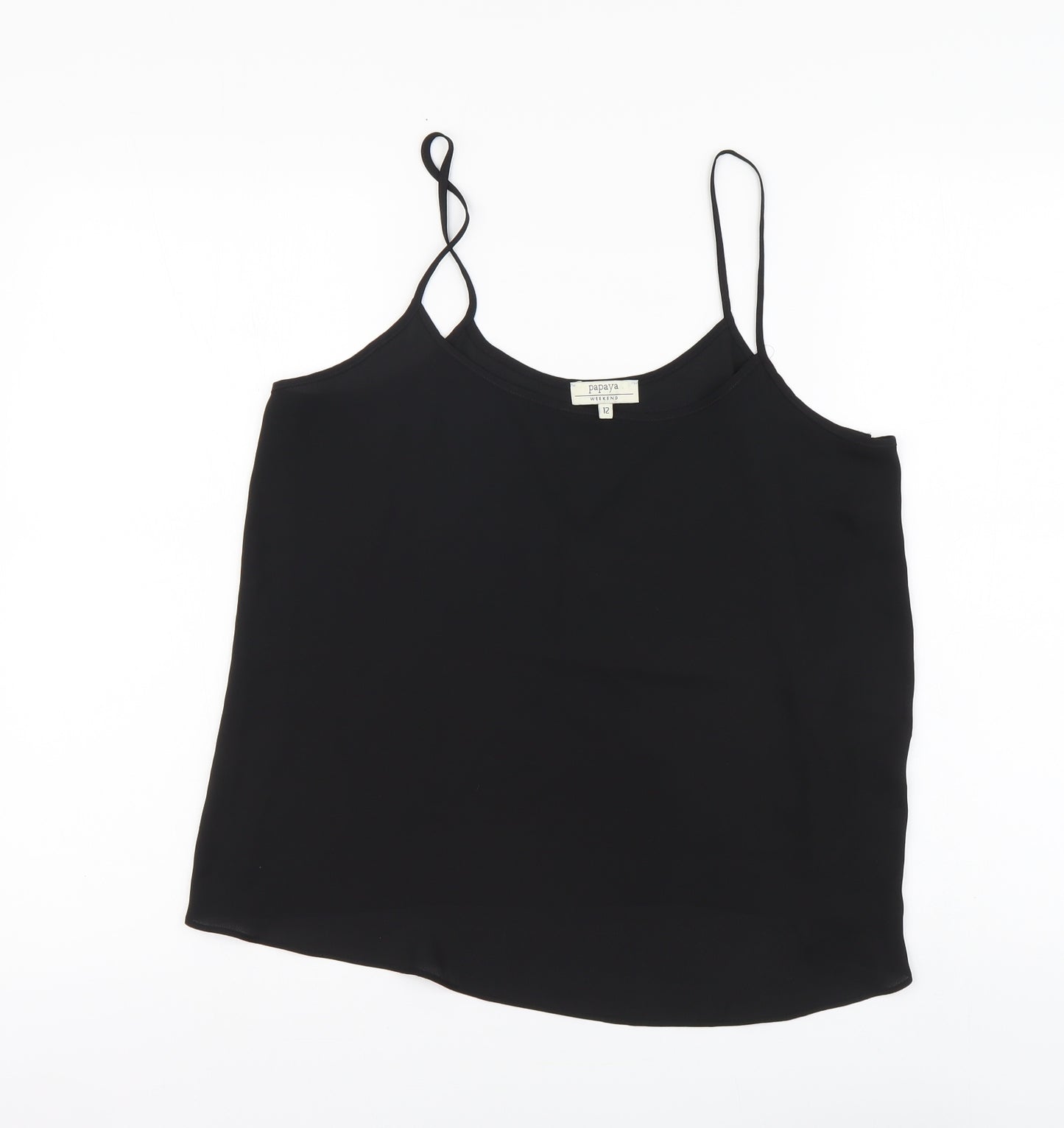 Papaya Womens Black Polyester Camisole Tank Size 12 Scoop Neck