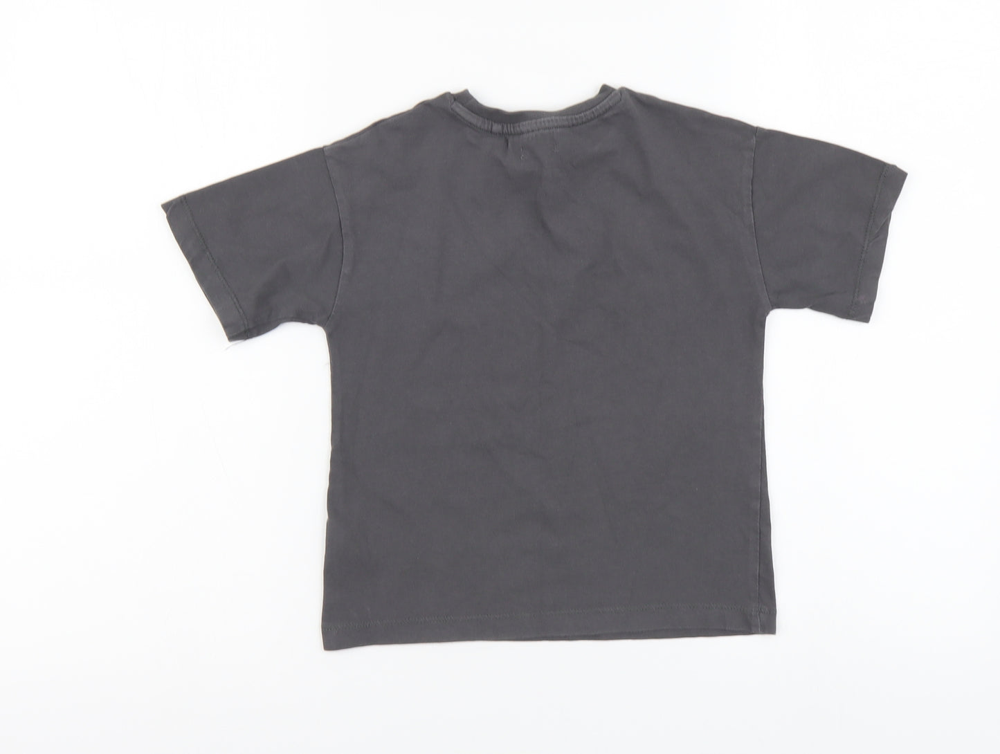 NEXT Girls Grey Cotton Basic T-Shirt Size 4 Years Round Neck Pullover