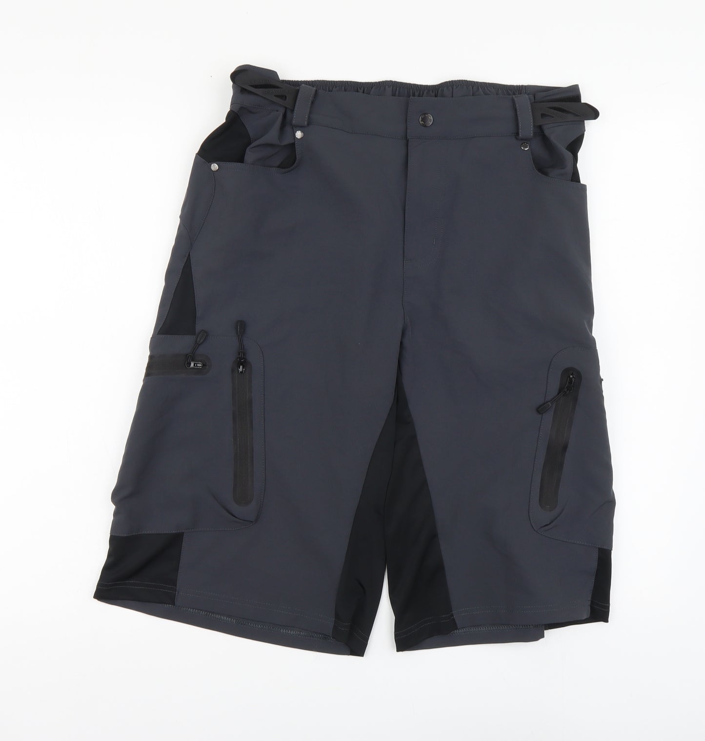 Arsuxeo Mens Grey Polyester Cargo Shorts Size XL L14 in Regular Button