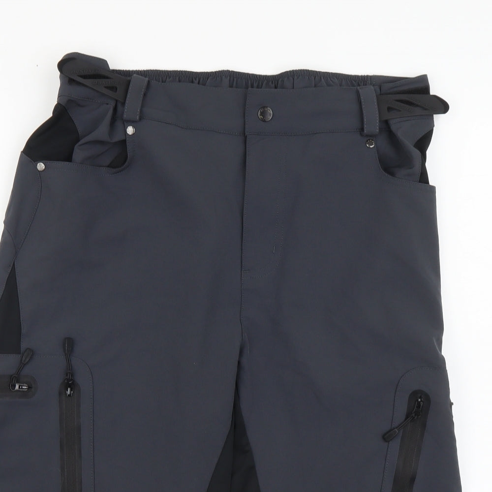 Arsuxeo Mens Grey Polyester Cargo Shorts Size XL L14 in Regular Button