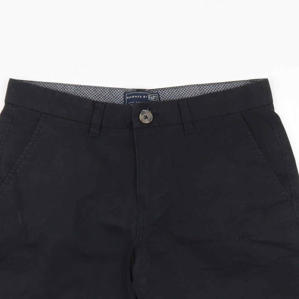 F&F Mens Black Cotton Chino Shorts Size 32 in L10 in Regular Button