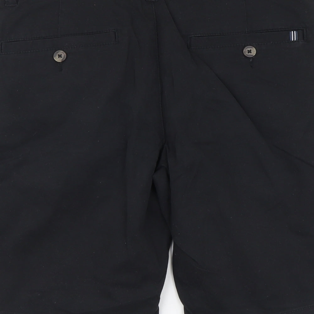 F&F Mens Black Cotton Chino Shorts Size 32 in L10 in Regular Button