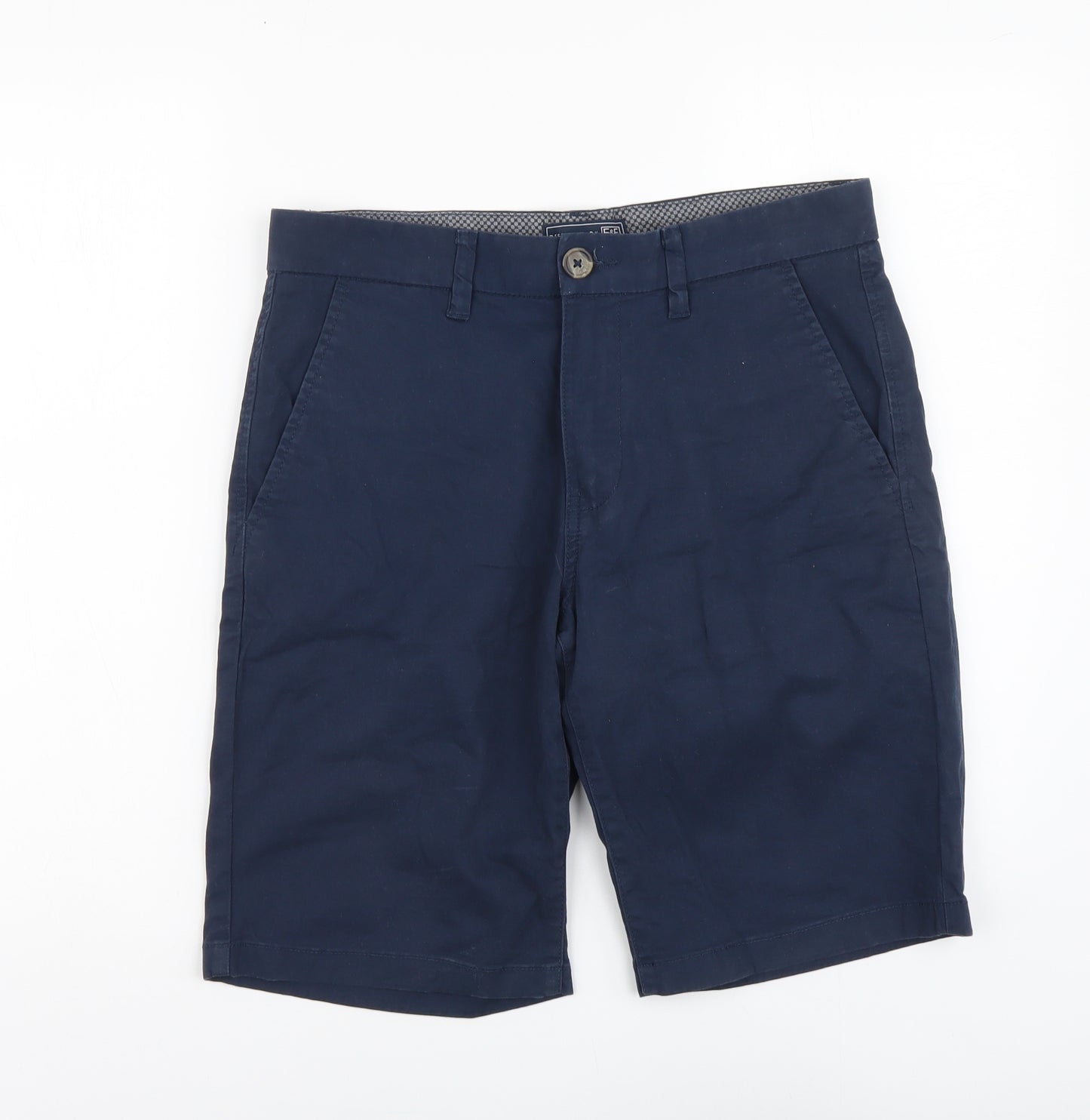 F&F Mens Blue Cotton Chino Shorts Size 32 in L10 in Regular Button