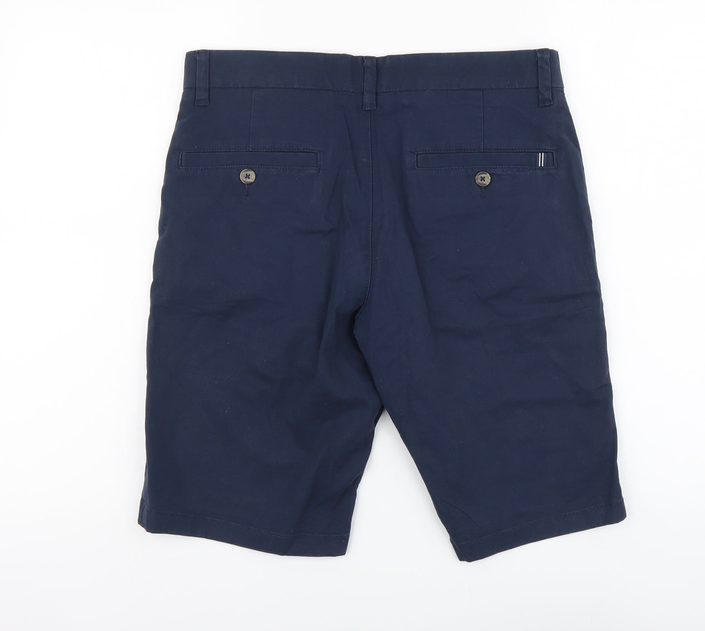 F&F Mens Blue Cotton Chino Shorts Size 32 in L10 in Regular Button