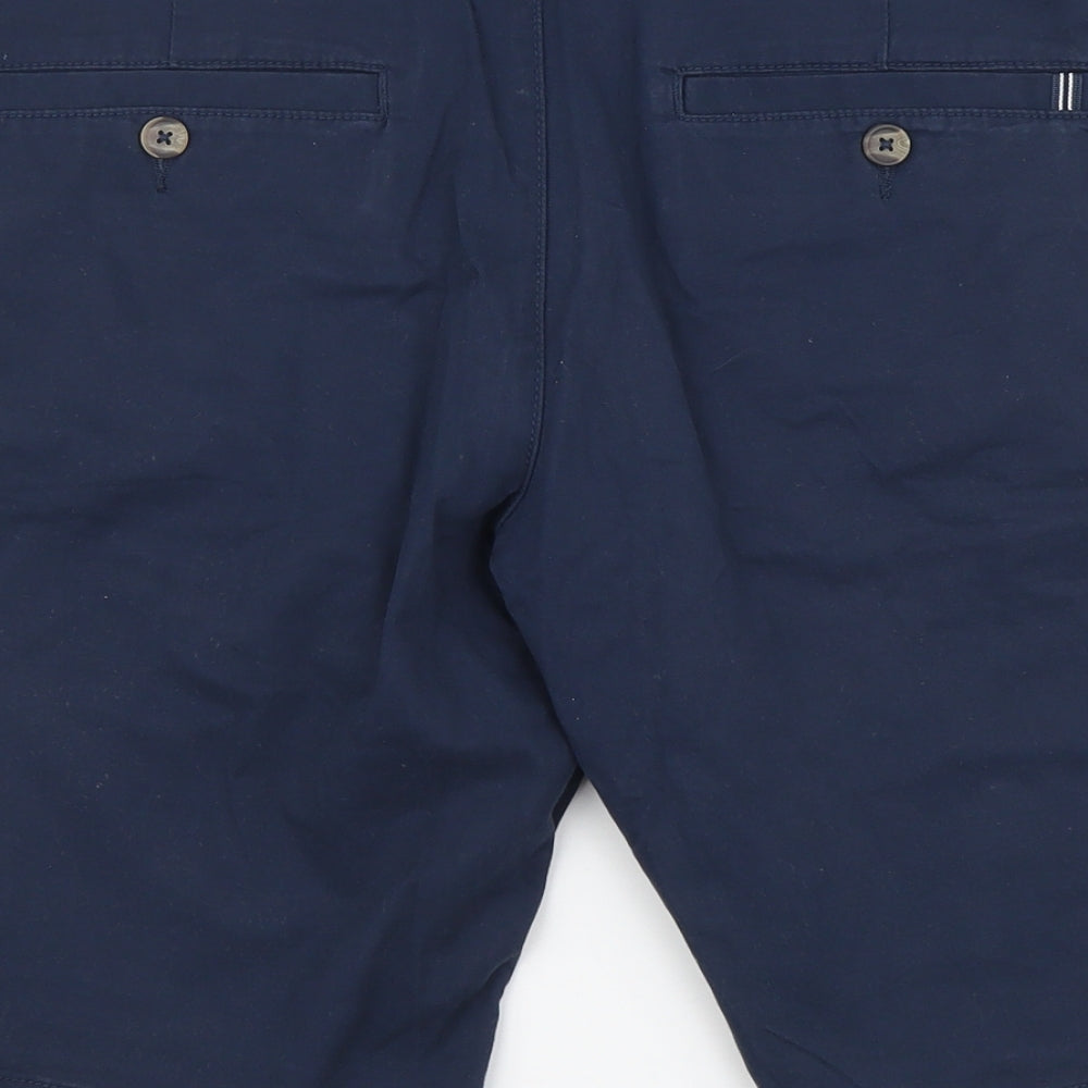 F&F Mens Blue Cotton Chino Shorts Size 32 in L10 in Regular Button
