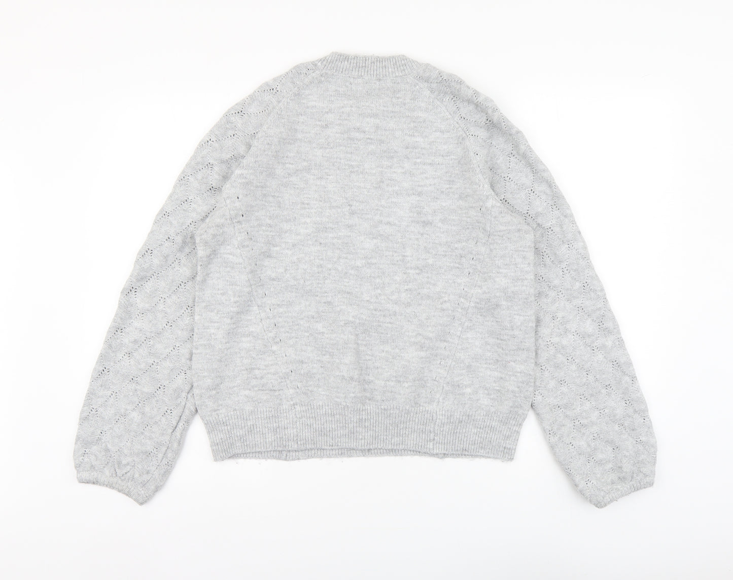 Oasis Womens Grey Round Neck Acrylic Pullover Jumper Size M