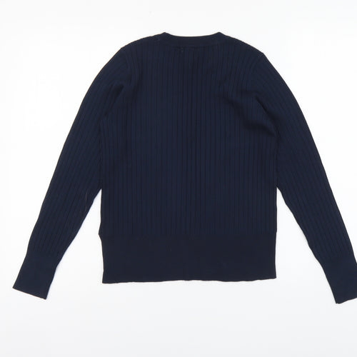 H&M Womens Blue Round Neck Viscose Pullover Jumper Size S