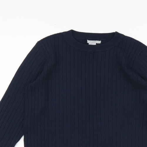 H&M Womens Blue Round Neck Viscose Pullover Jumper Size S