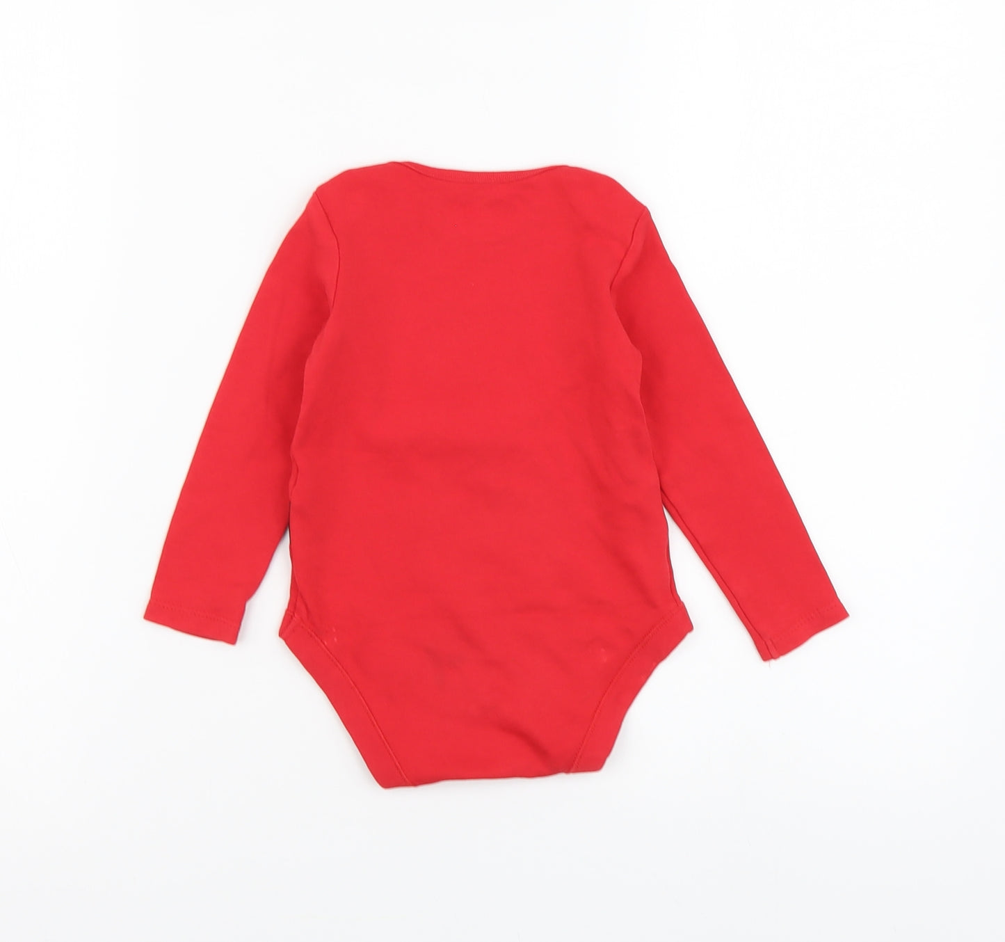 F&F Baby Red Geometric Cotton Babygrow One-Piece Size 12-18 Months Snap - Santa