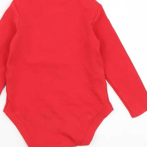 F&F Baby Red Geometric Cotton Babygrow One-Piece Size 12-18 Months Snap - Santa