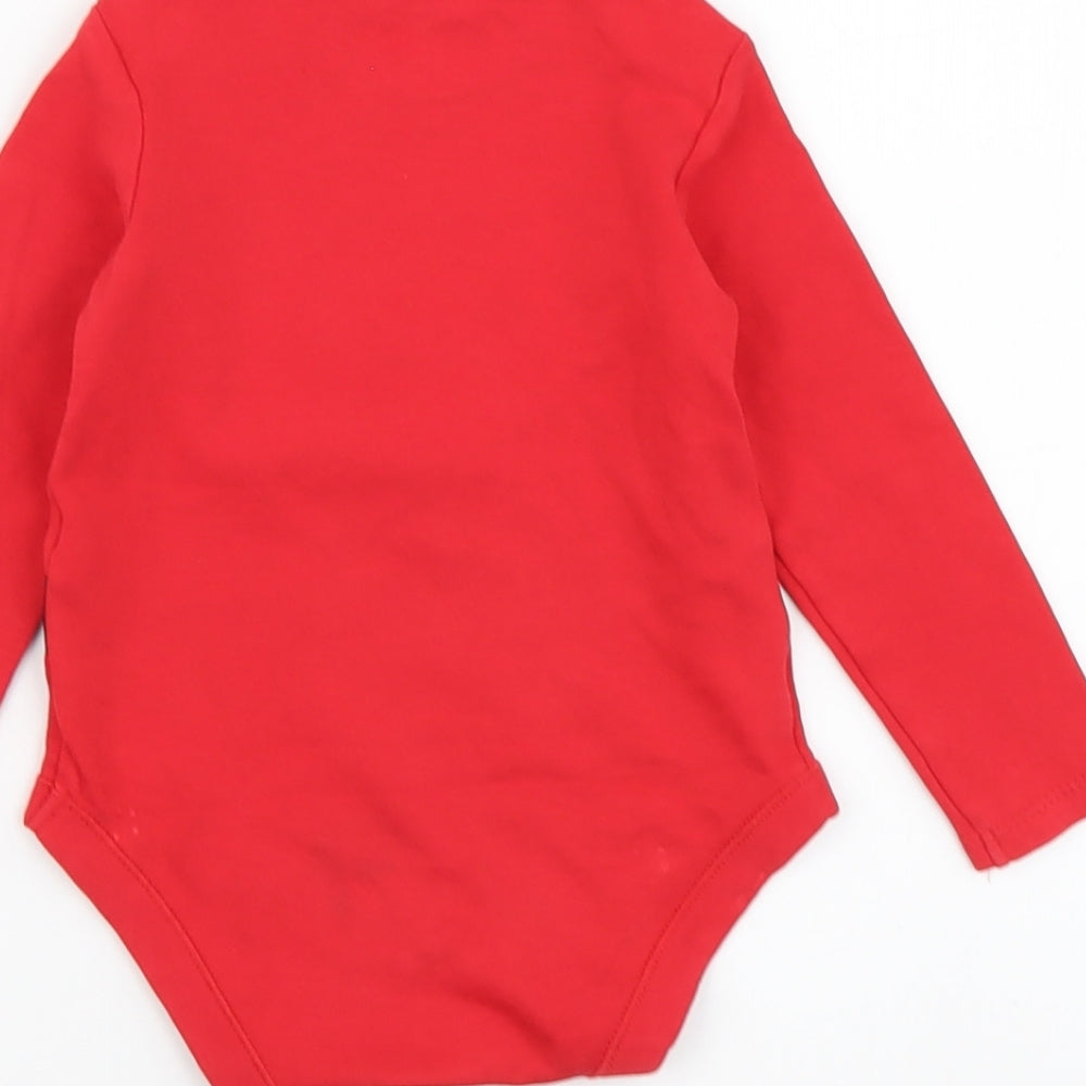F&F Baby Red Geometric Cotton Babygrow One-Piece Size 12-18 Months Snap - Santa