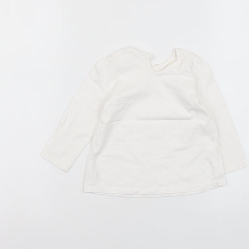 George Girls White Polka Dot Cotton Basic T-Shirt Size 9-12 Months Round Neck Button