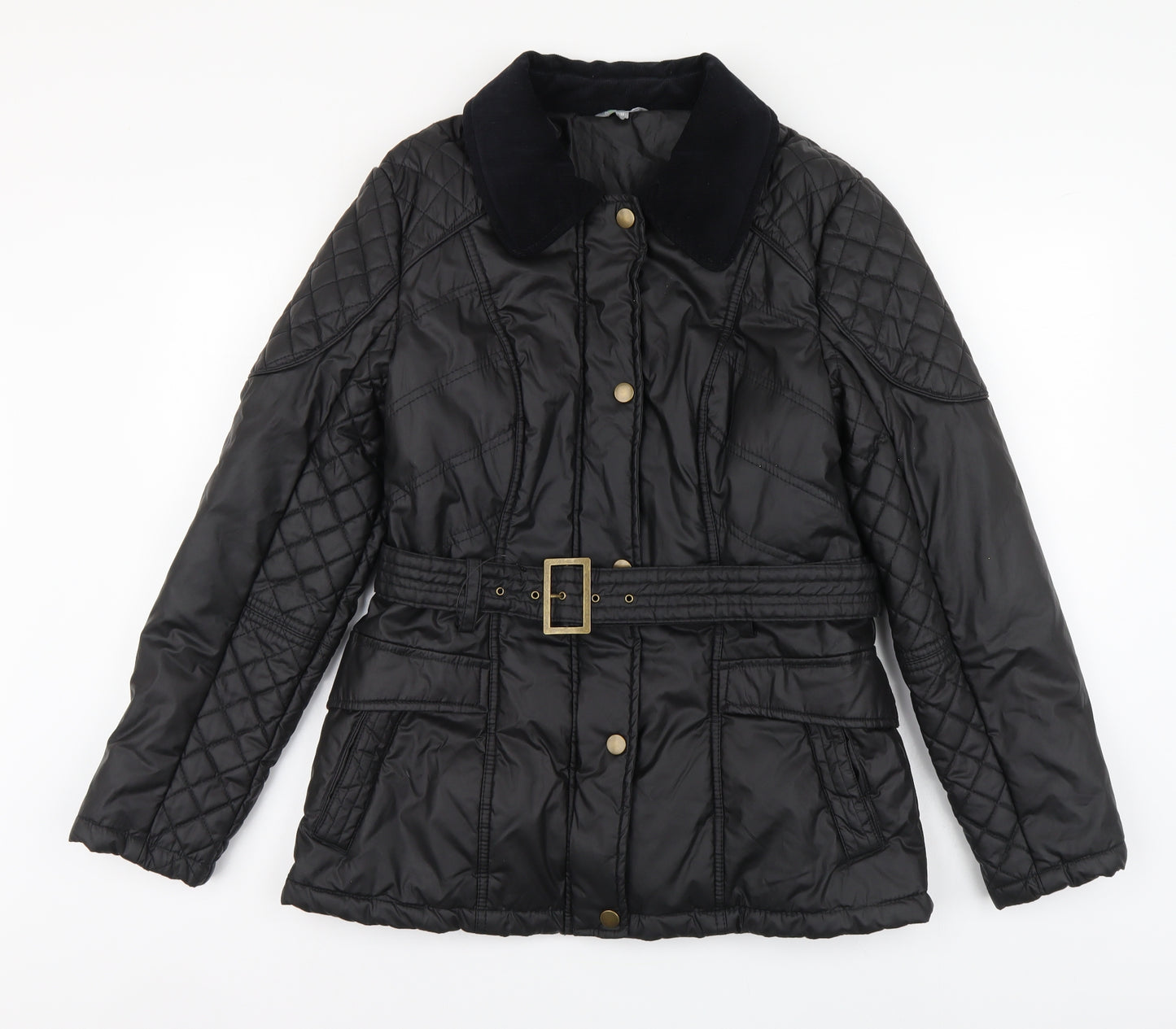 Marks and Spencer Womens Black Quilted Jacket Size 14 Zip