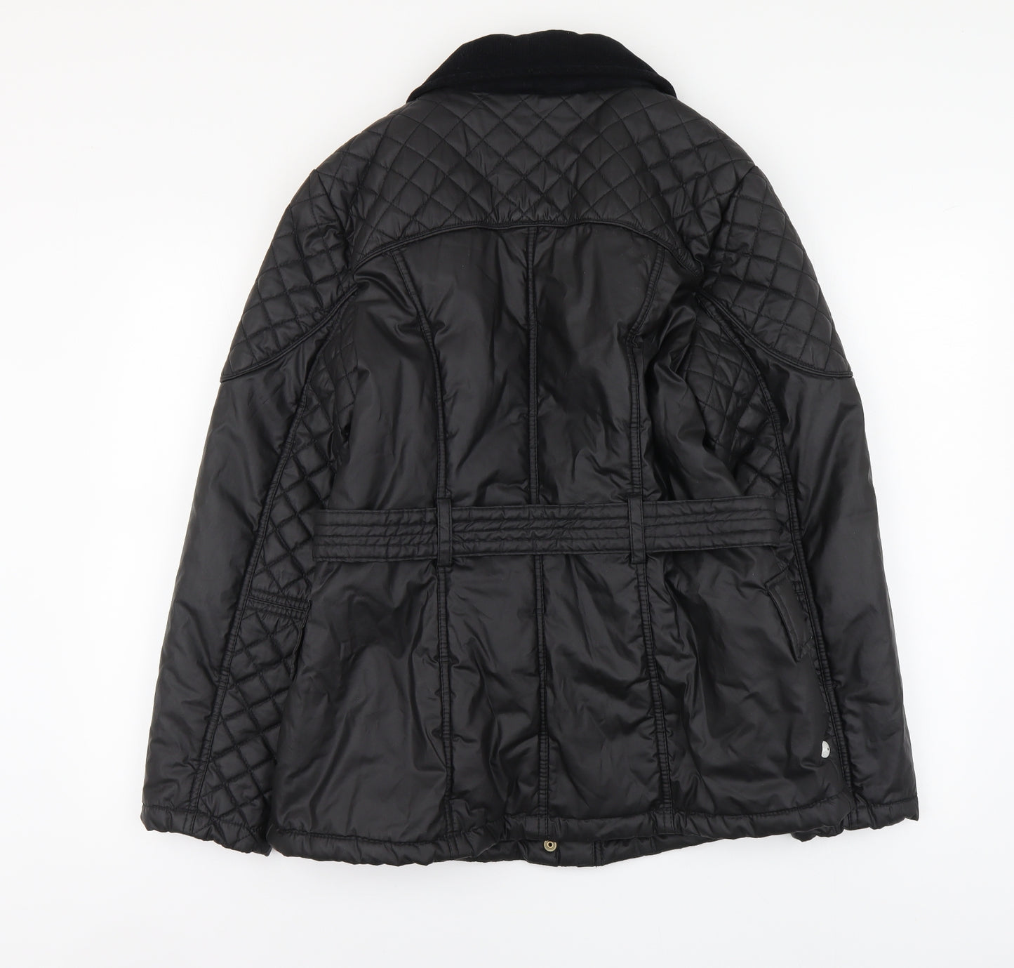 Marks and Spencer Womens Black Quilted Jacket Size 14 Zip