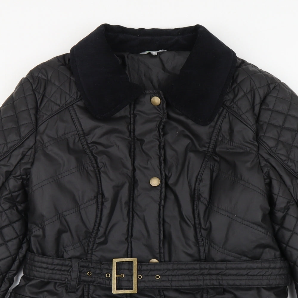 Marks and Spencer Womens Black Quilted Jacket Size 14 Zip