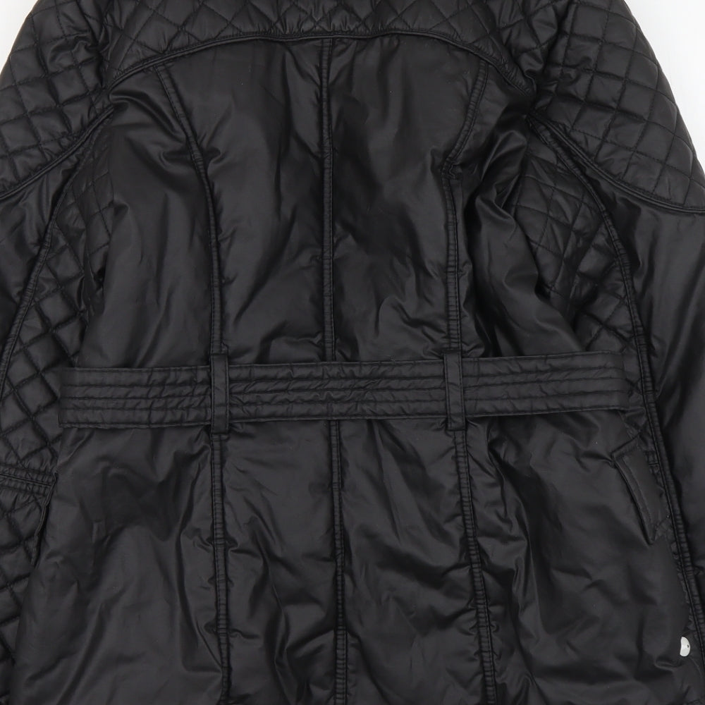 Marks and Spencer Womens Black Quilted Jacket Size 14 Zip