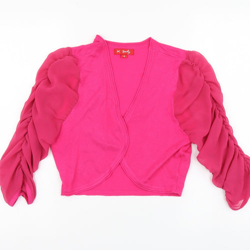 K Derhy Womens Pink V-Neck Viscose Shrug Jumper Size M