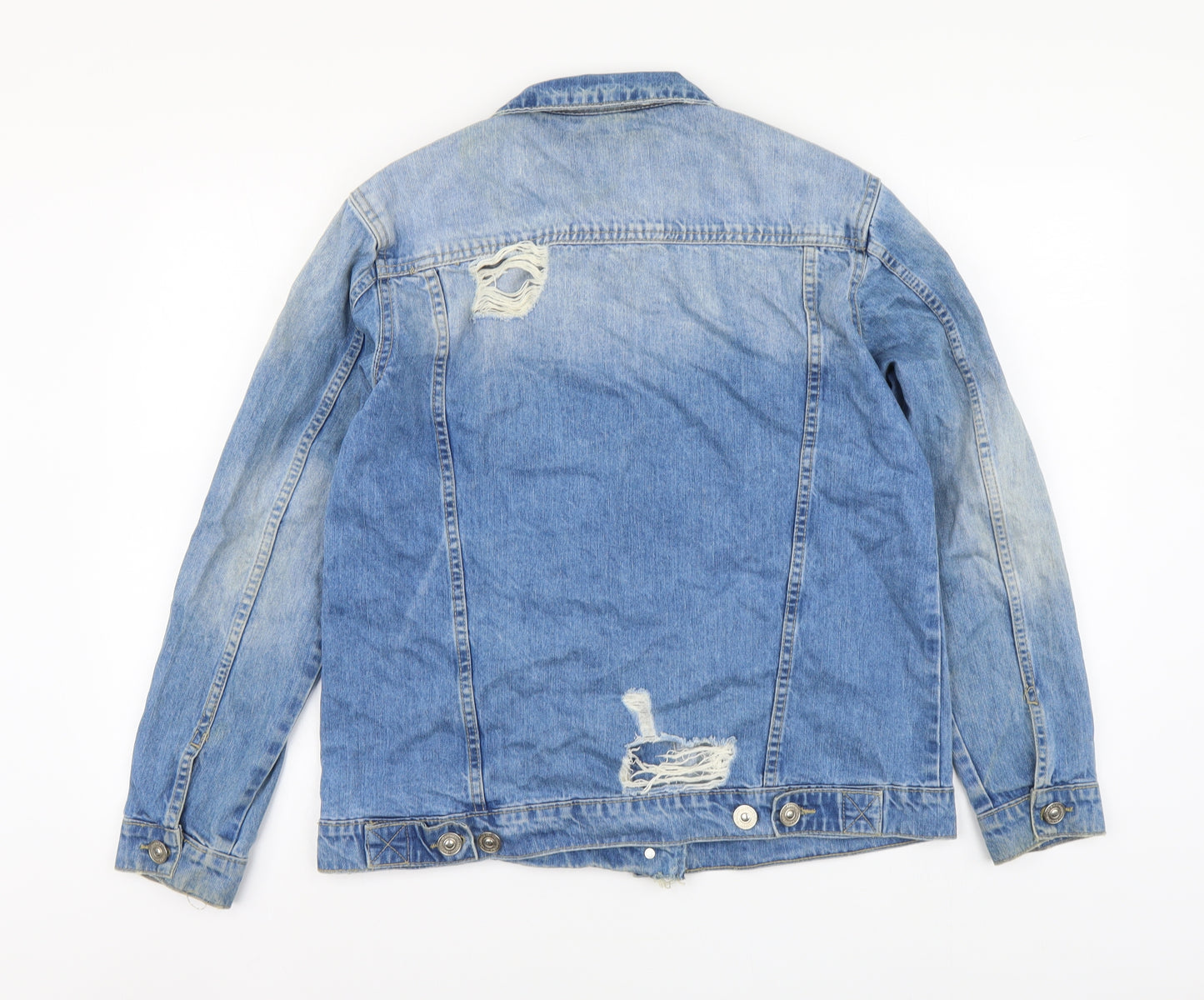 Parisian Womens Blue Floral Jacket Size 12 Button - Distressed