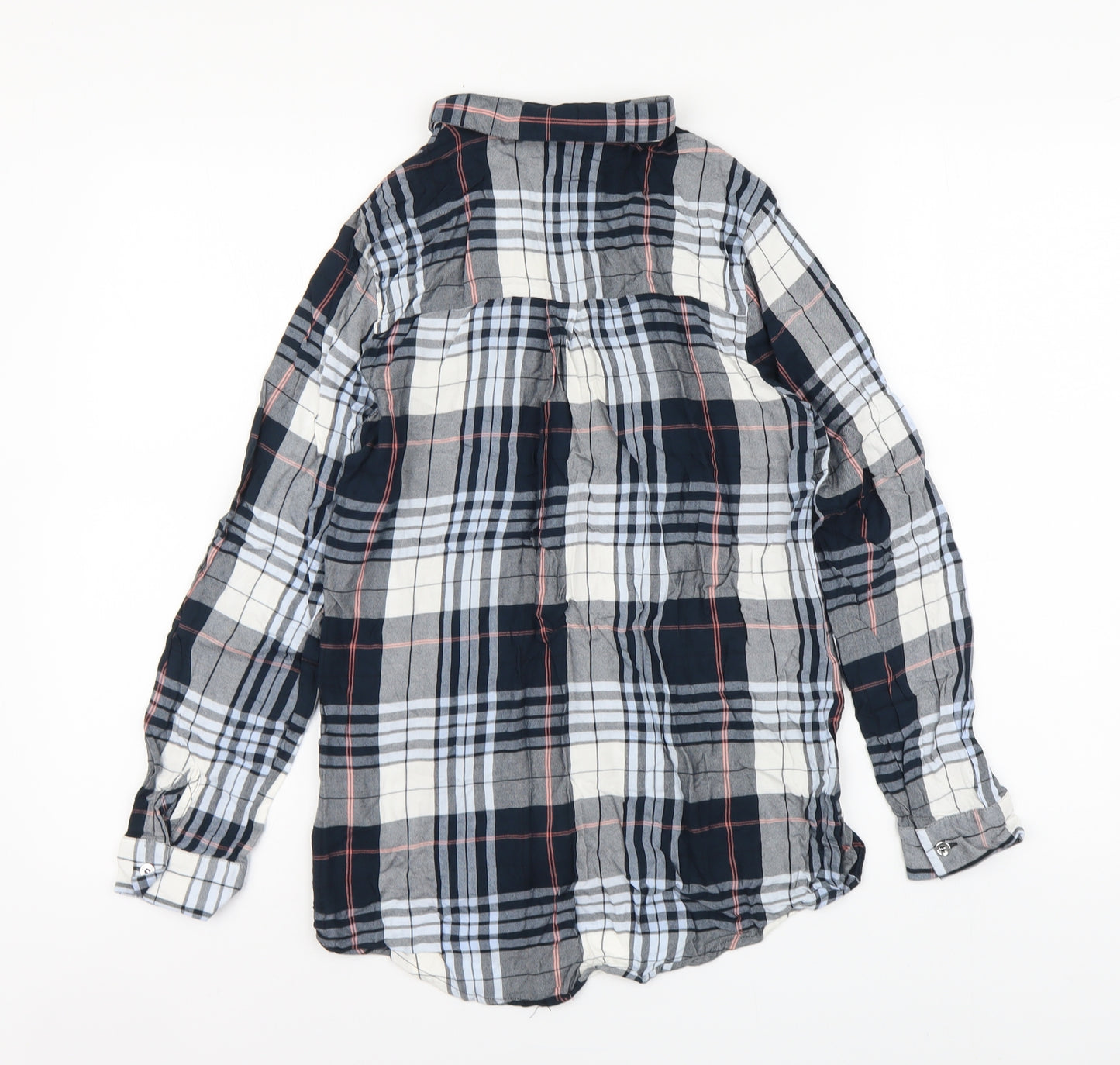 Oasis Womens Multicoloured Plaid Viscose Basic Button-Up Size 8 Collared
