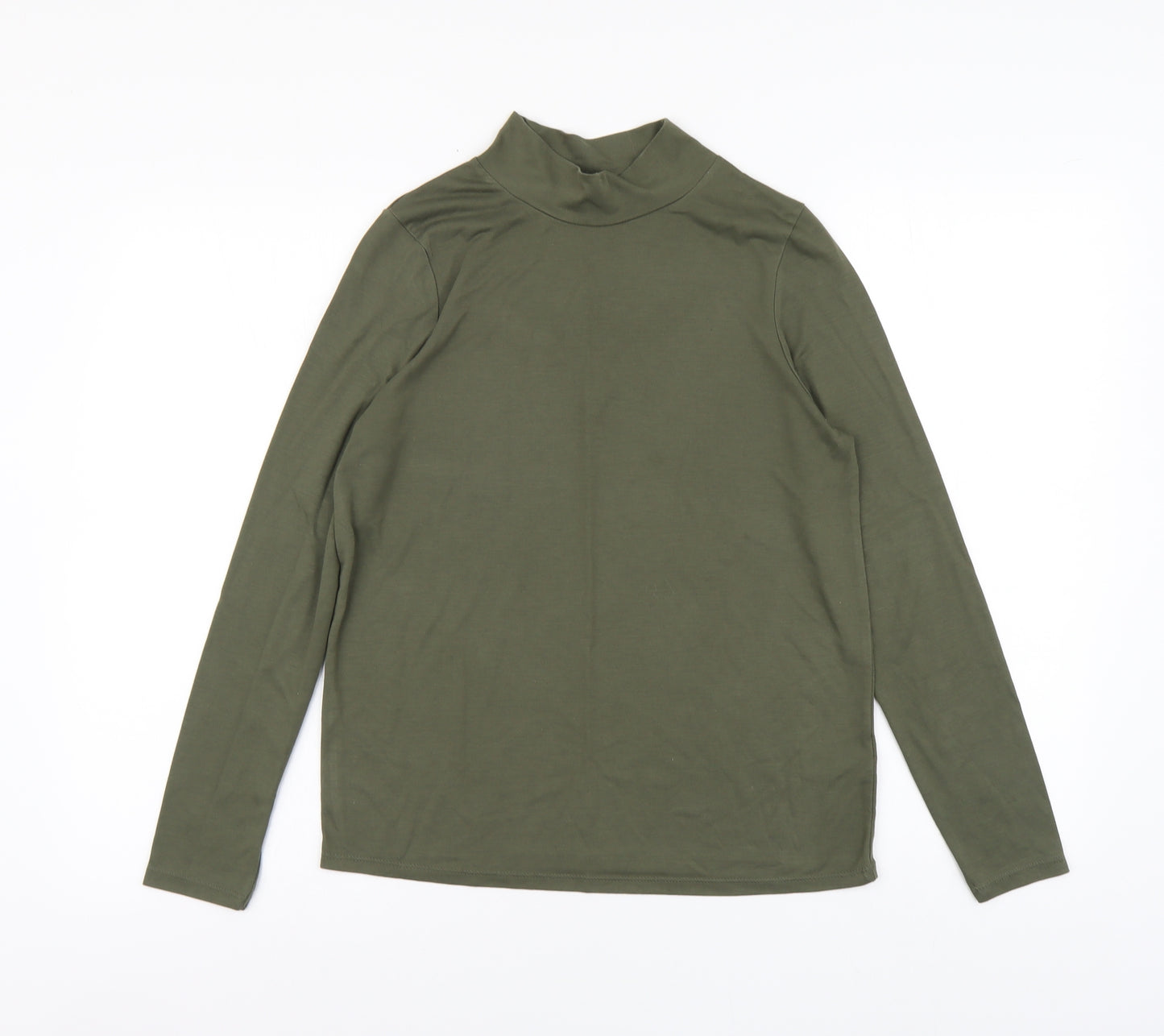 Marks and Spencer Womens Green Polyester Basic T-Shirt Size 12 High Neck