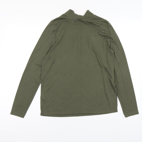 Marks and Spencer Womens Green Polyester Basic T-Shirt Size 12 High Neck