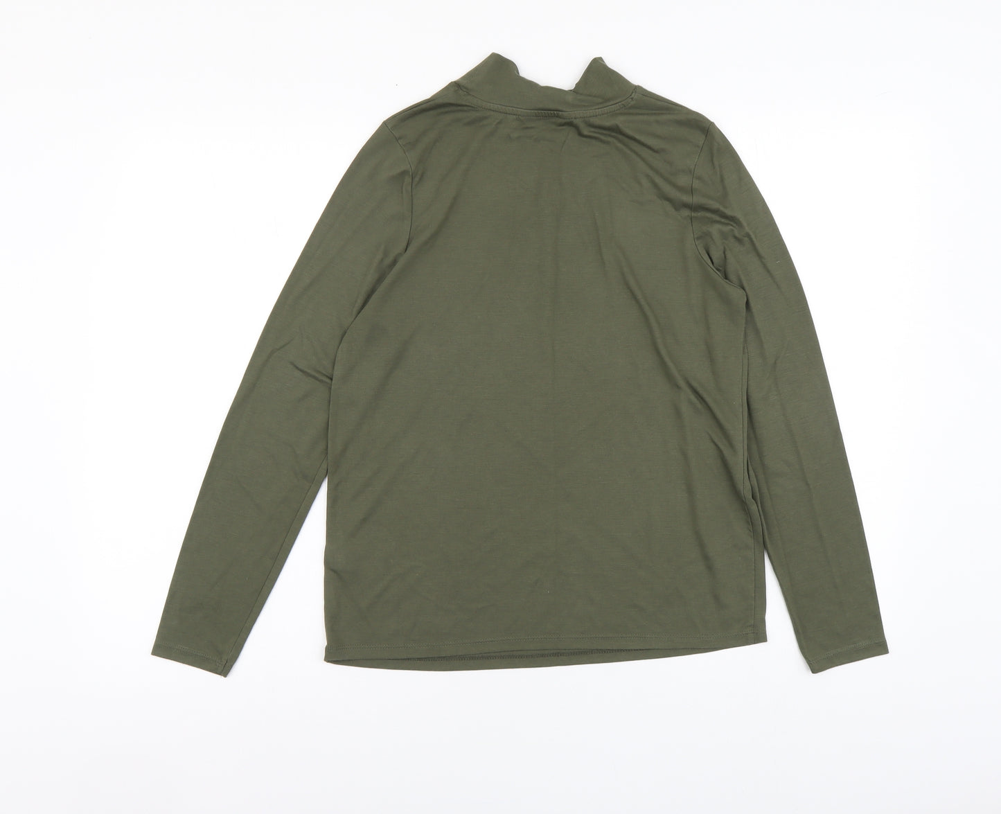 Marks and Spencer Womens Green Polyester Basic T-Shirt Size 12 High Neck