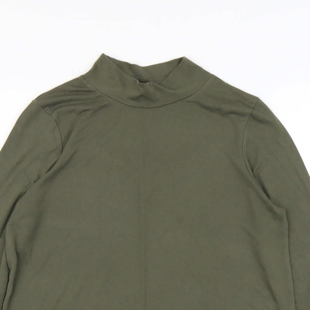 Marks and Spencer Womens Green Polyester Basic T-Shirt Size 12 High Neck