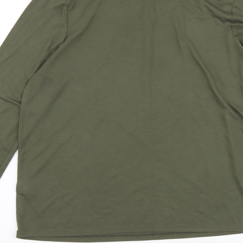 Marks and Spencer Womens Green Polyester Basic T-Shirt Size 12 High Neck