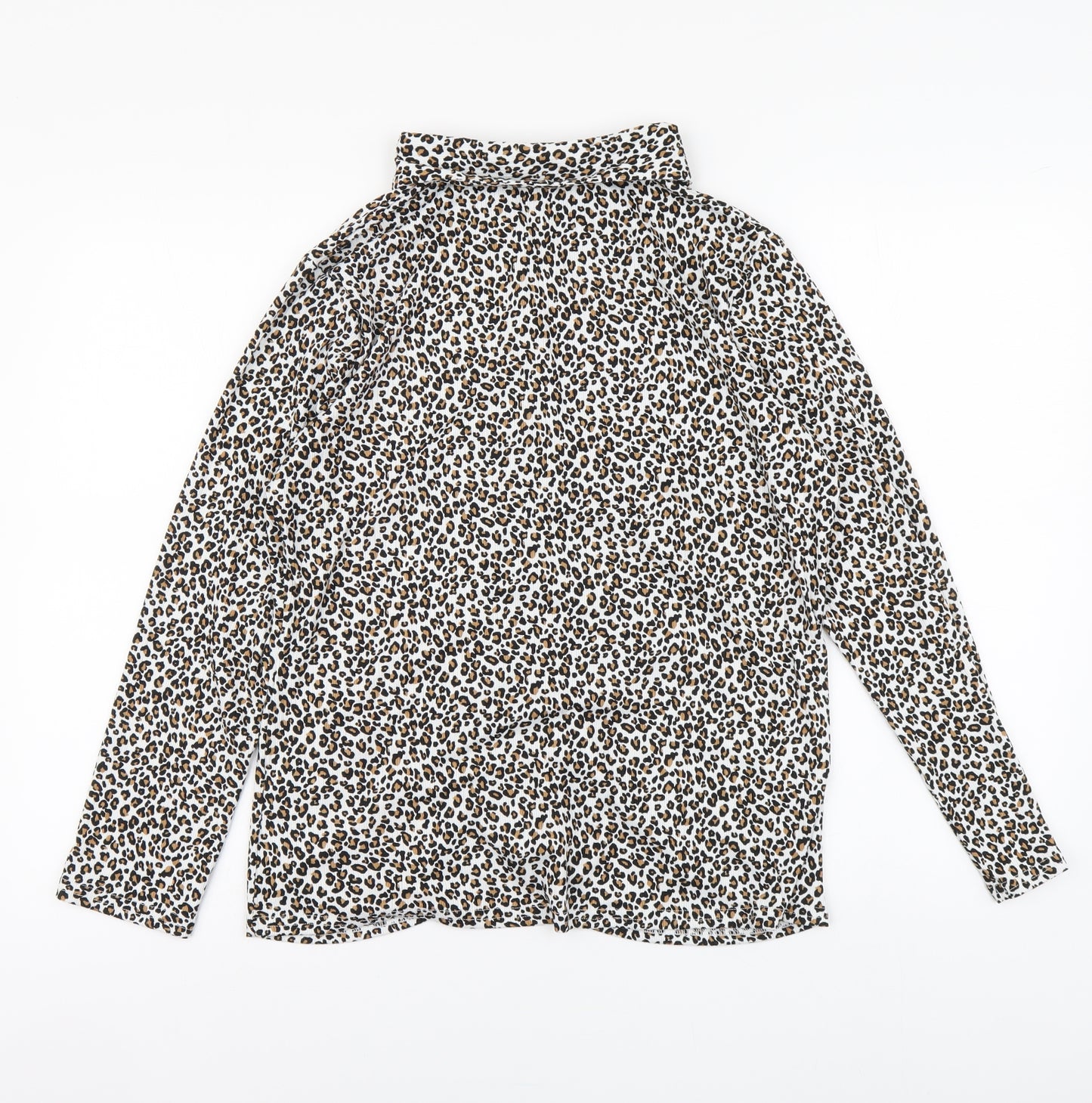 Gerard Womens Brown Animal Print Polyester Basic Button-Up Size M V-Neck