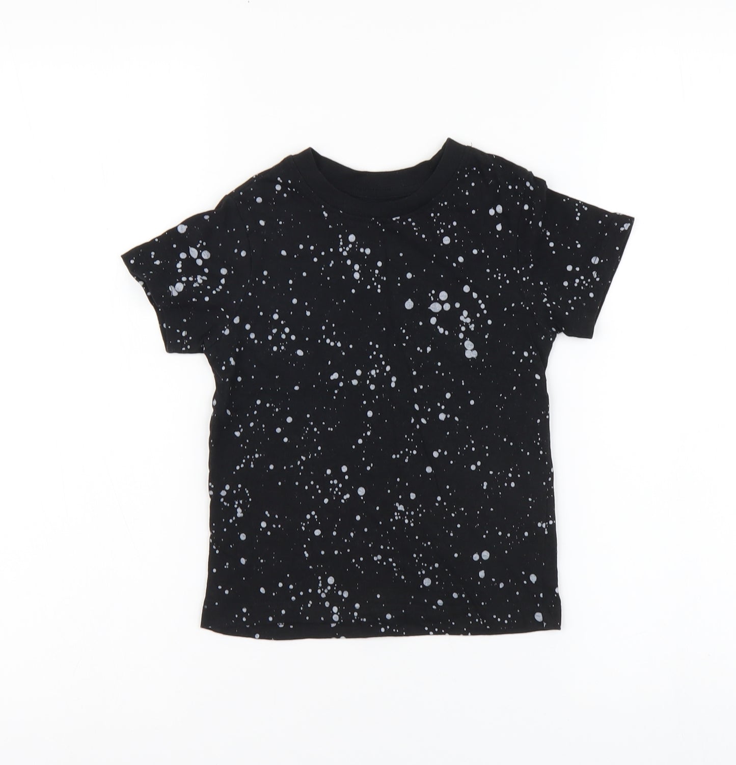 NEXT Boys Black Geometric Cotton Basic T-Shirt Size 2-3 Years Round Neck Pullover